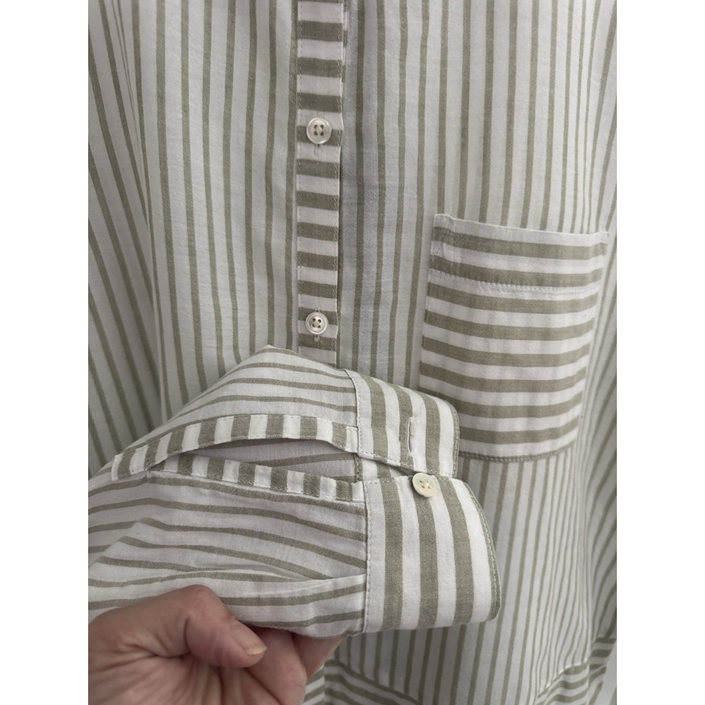 J.Jill Striped Cotton Tunic Top Womens L Roll Tab Sleeves Coastal‎ Chic - Picture 3 of 7
